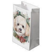 Poodle Weihnachtsfest Kleine Geschenktüte (Rückseite Schrägansicht)