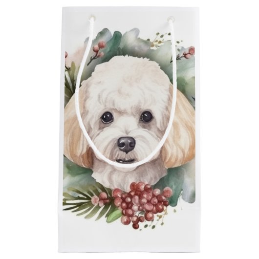 Poodle Weihnachtsfest Kleine Geschenktüte (Vorderseite)