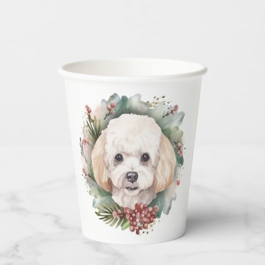 Poodle Weihnachtsfest Pappbecher (Rückseite)