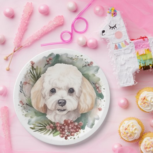 Poodle Weihnachtsfest Pappteller (Party)