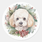 Poodle Weihnachtsfest Runder Aufkleber (Vorderseite)
