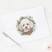 Poodle Weihnachtsfest Runder Aufkleber (Umschlag)