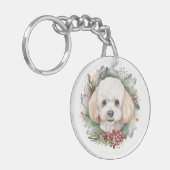 Poodle Weihnachtsfest Schlüsselanhänger (Vorderseite links)