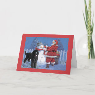 Poodle Weihnachtskarte Santa und Snowman Feiertagskarte
