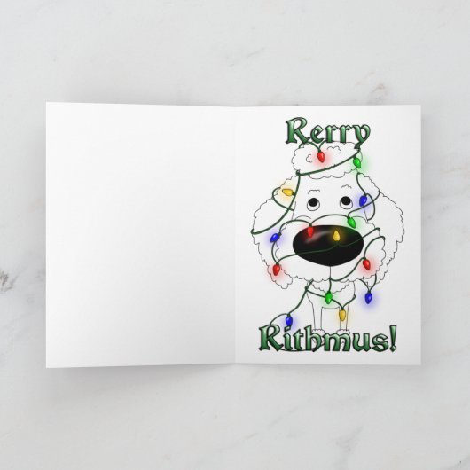 Poodle - Weihnachtslicht Feiertagskarte (Innenseite)