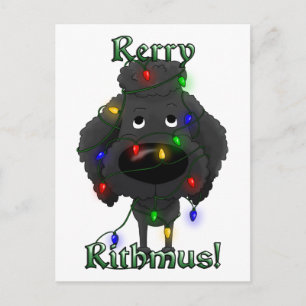 Poodle - Weihnachtslicht Feiertagspostkarte