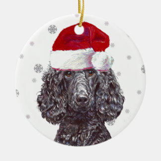 Poodle - Weihnachtsmannmütze Weihnachtsbaumdekorat Keramik Ornament