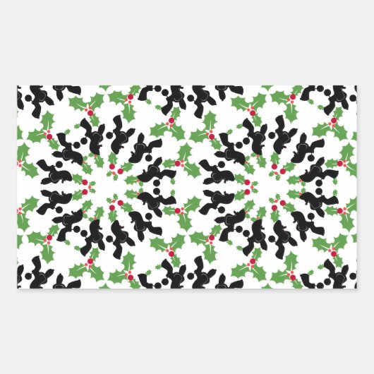 Poodle Weihnachtsmuster Rechteckiger Aufkleber (Vorderseite)