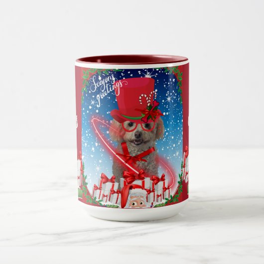 Poodle Weihnachtssaison Grußkaffee Tasse (Zentrum)