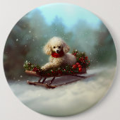 Poodle Weihnachtsschnee Winter Button (Vorderseite)