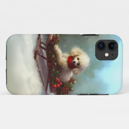 Poodle Weihnachtsschnee Winter Case-Mate iPhone Hülle (Rückseite (Horizontal))