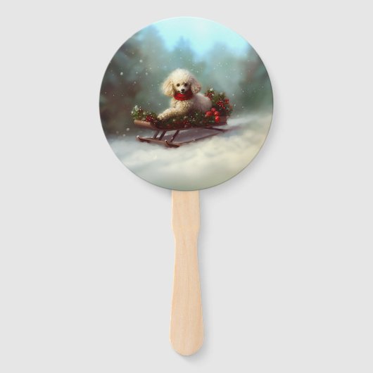 Poodle Weihnachtsschnee Winter Fächer (Vorderseite)