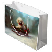 Poodle Weihnachtsschnee Winter Große Geschenktüte (Rückseite Schrägansicht)