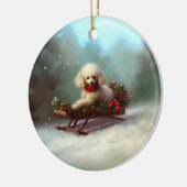 Poodle Weihnachtsschnee Winter Keramik Ornament (Links)