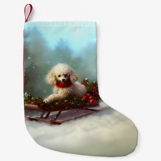 Poodle Weihnachtsschnee Winter Kleiner Weihnachtsstrumpf (Vorderseite)
