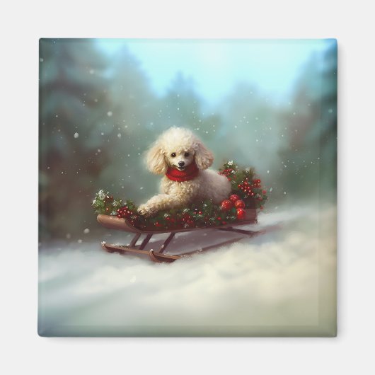 Poodle Weihnachtsschnee Winter Magnet (Vorne)