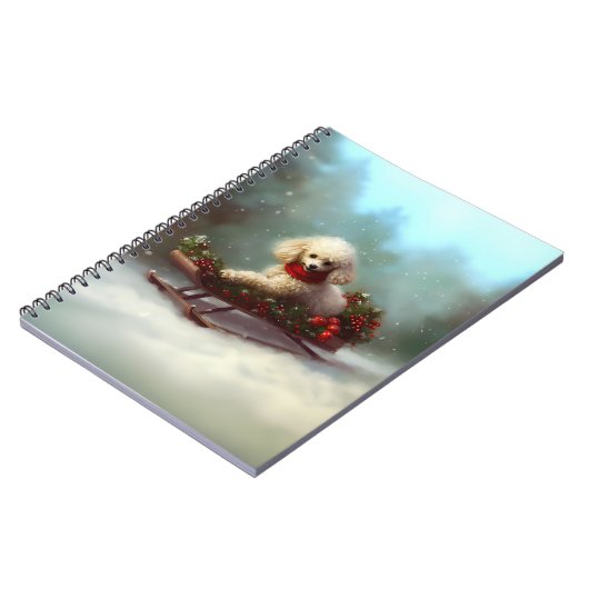 Poodle Weihnachtsschnee Winter Notizblock (Linke Seite)