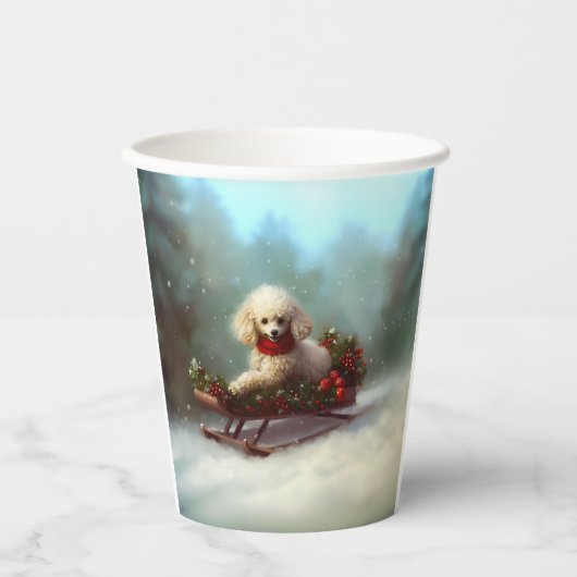 Poodle Weihnachtsschnee Winter Pappbecher (Vorderseite)