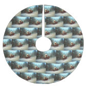 Poodle Weihnachtsschnee Winter Polyester Weihnachtsbaumdecke (Vorderseite)