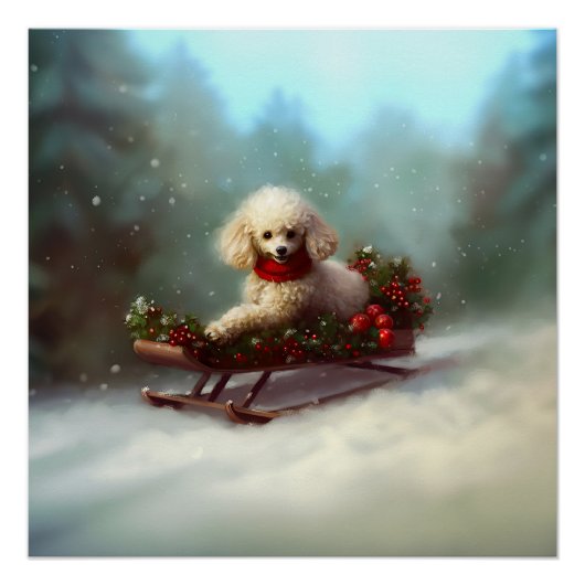 Poodle Weihnachtsschnee Winter Poster (Vorderseite)