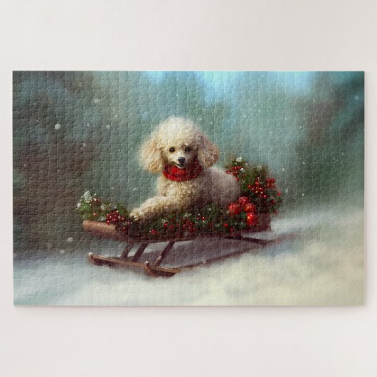 Poodle Weihnachtsschnee Winter Puzzle (Horizontal)