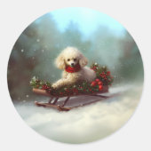Poodle Weihnachtsschnee Winter Runder Aufkleber (Vorderseite)
