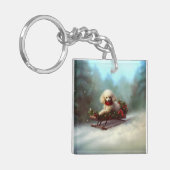 Poodle Weihnachtsschnee Winter Schlüsselanhänger (Vorderseite links)