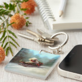 Poodle Weihnachtsschnee Winter Schlüsselanhänger (Vorderseite rechts)