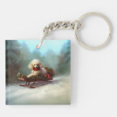 Poodle Weihnachtsschnee Winter Schlüsselanhänger (Rückseite)
