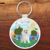 Poodle (weiß #14) schlüsselanhänger (Vorderseite)