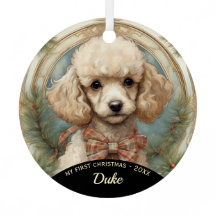 Poodle Welpe First Christmas Metal Ornament