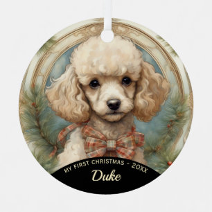Poodle Welpe First Christmas Metal Ornament