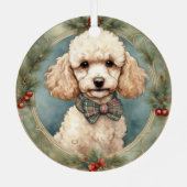Poodle Welpe First Christmas Metal Ornament Aus Metall (Rückseite)