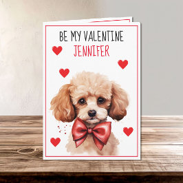 Poodle Welpen Hund I Woof You Valentine Karte