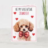 Poodle Welpen Hund I Woof You Valentine Karte (Vorderseite)