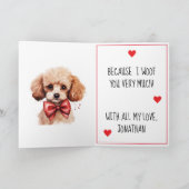 Poodle Welpen Hund I Woof You Valentine Karte (Innenseite)