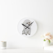 Poodle - white 1 runde wanduhr (Zuhause)