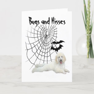 Poodle White Halloween Grußkarte Karte