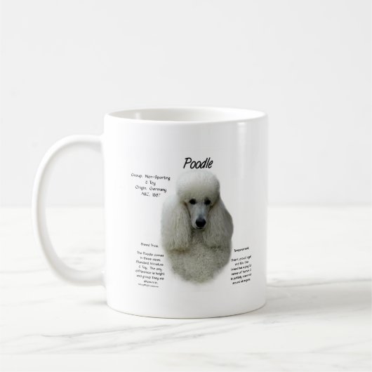 Poodle (wht) History Design Kaffeetasse (Links)