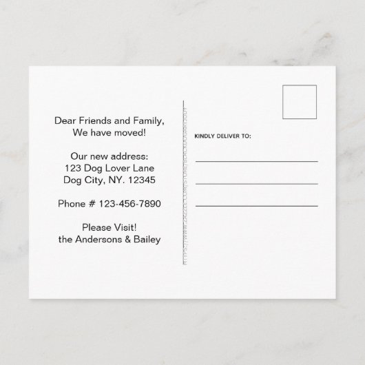 Poodle Wir haben neue Adresse Niedlichen Hund bewe Ankündigungspostkarte (Rückseite)