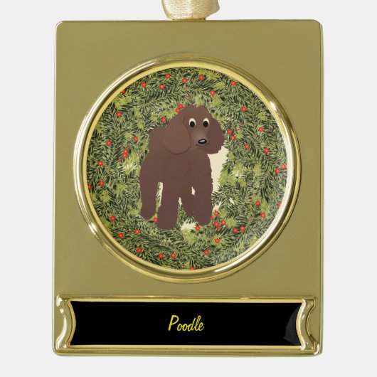 Poodle Wreath Banner-Ornament Gold (Vorderseite)