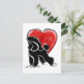 Poodle Zeichnend Postkarte (Stehend Vorderseite)