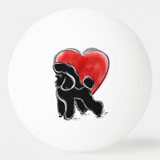 Poodle Zeichnend Tischtennisball (Vorderseite)