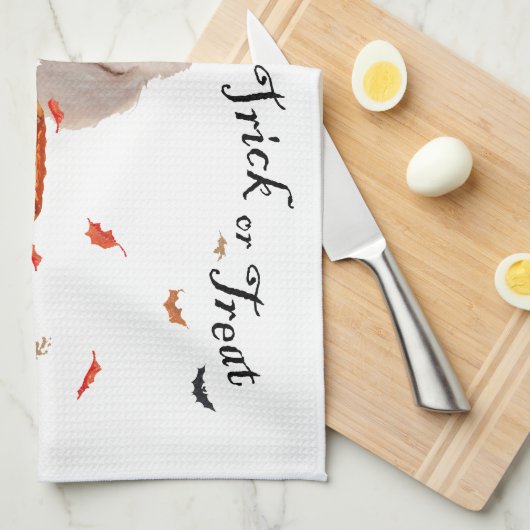 Poodle zu Halloween Geschirrtuch (Viertel Falte)