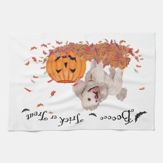 Poodle zu Halloween Geschirrtuch (Horizontal)