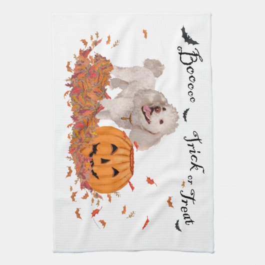Poodle zu Halloween Geschirrtuch (Vertikal)