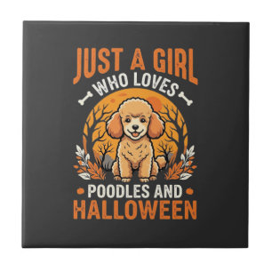 Poodles Halloween Mädchen Hunde Liebhaber Design_1 Fliese