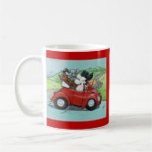 Poodles im Vintagen roten Konvertible Kaffeetasse (Links)
