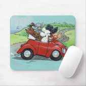 Poodles im Vintagen roten Konvertible Mousepad (Mit Mouse)