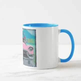 Poodles in Pink Cadillac Retro-Druck Mugs Tasse